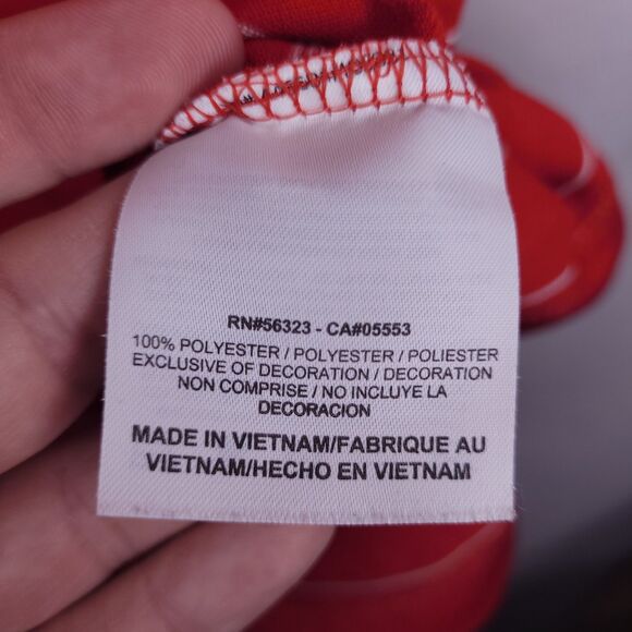 Nike Polo Shirt Mens Medium Striped Red Dri Fit Golf Swoosh - Picture 11 of 12